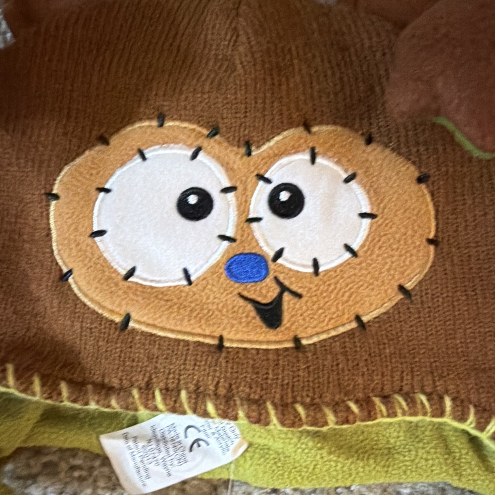 Flipeez Monkey Trapper Hat Ear Flap Pom Pom Brown Green Blue One Size - Picture 4 of 11